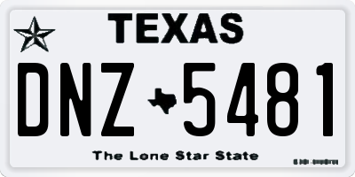 TX license plate DNZ5481
