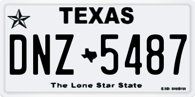 TX license plate DNZ5487