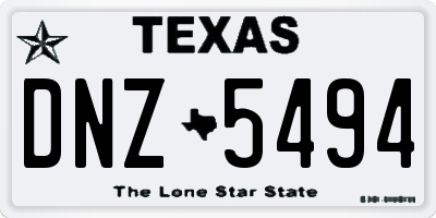 TX license plate DNZ5494
