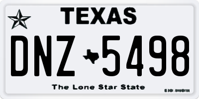 TX license plate DNZ5498