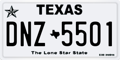 TX license plate DNZ5501
