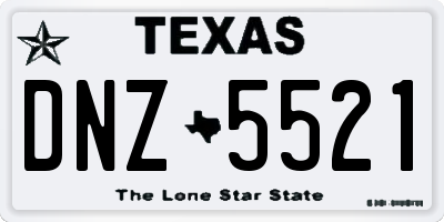 TX license plate DNZ5521
