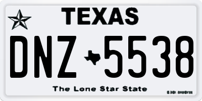 TX license plate DNZ5538