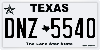 TX license plate DNZ5540