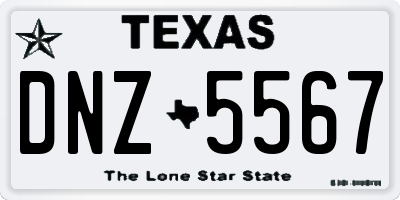 TX license plate DNZ5567
