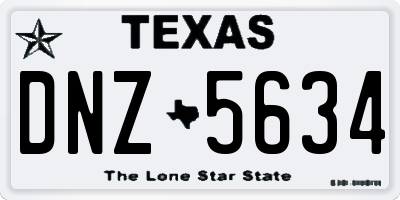 TX license plate DNZ5634
