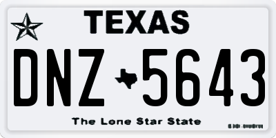 TX license plate DNZ5643