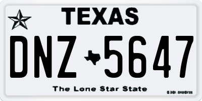 TX license plate DNZ5647