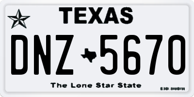 TX license plate DNZ5670