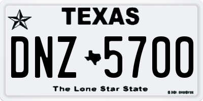 TX license plate DNZ5700
