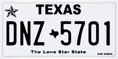 TX license plate DNZ5701
