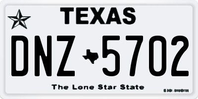 TX license plate DNZ5702