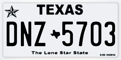 TX license plate DNZ5703