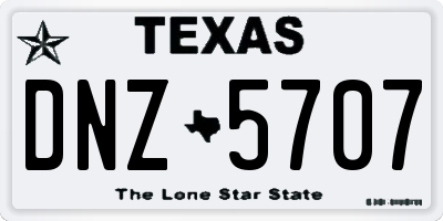 TX license plate DNZ5707