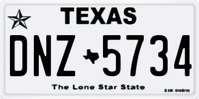 TX license plate DNZ5734