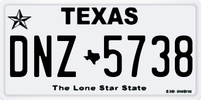 TX license plate DNZ5738