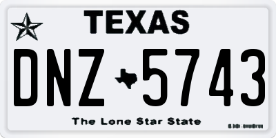 TX license plate DNZ5743