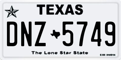 TX license plate DNZ5749