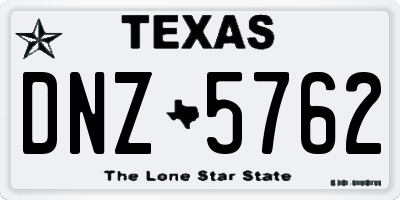 TX license plate DNZ5762