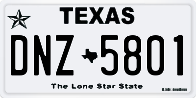 TX license plate DNZ5801