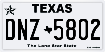 TX license plate DNZ5802