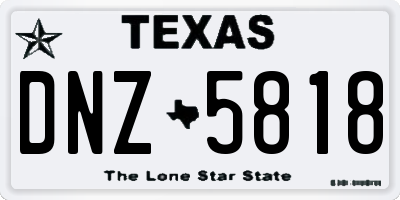 TX license plate DNZ5818