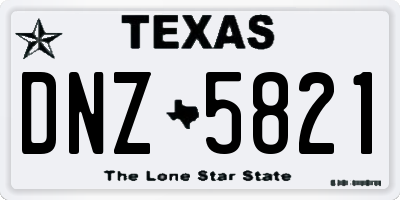 TX license plate DNZ5821