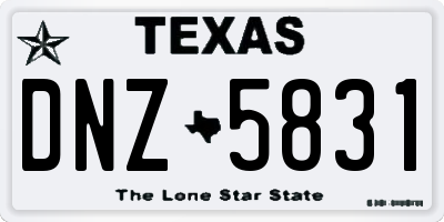 TX license plate DNZ5831