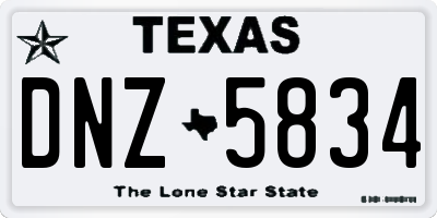TX license plate DNZ5834