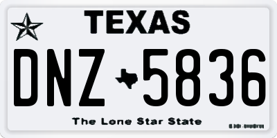 TX license plate DNZ5836