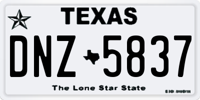 TX license plate DNZ5837