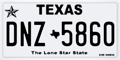 TX license plate DNZ5860
