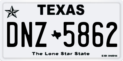 TX license plate DNZ5862