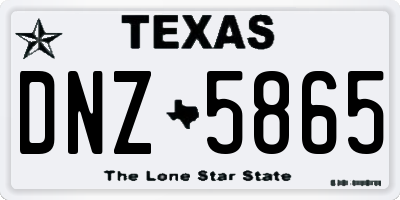 TX license plate DNZ5865