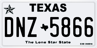TX license plate DNZ5866