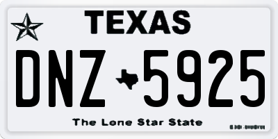 TX license plate DNZ5925