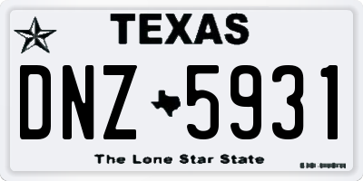 TX license plate DNZ5931