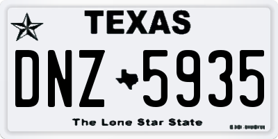 TX license plate DNZ5935