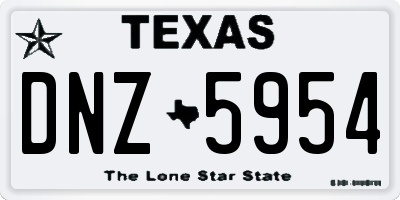TX license plate DNZ5954