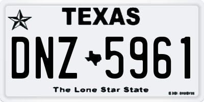 TX license plate DNZ5961