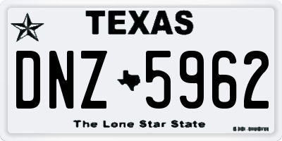 TX license plate DNZ5962