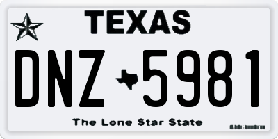 TX license plate DNZ5981