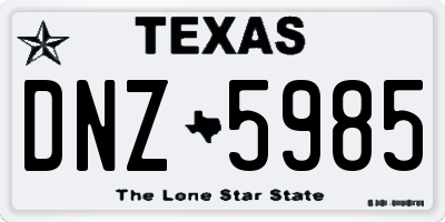 TX license plate DNZ5985
