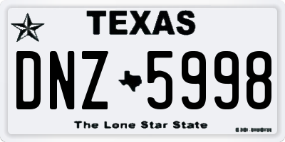 TX license plate DNZ5998