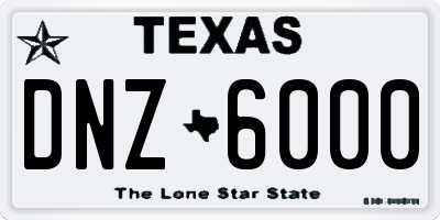 TX license plate DNZ6000