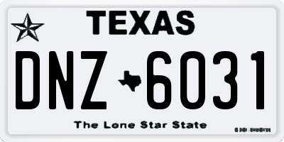 TX license plate DNZ6031