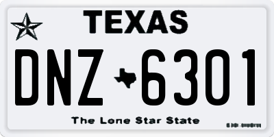TX license plate DNZ6301