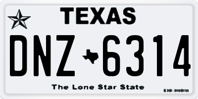 TX license plate DNZ6314