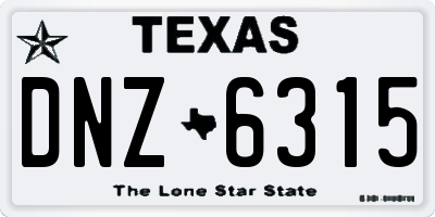 TX license plate DNZ6315