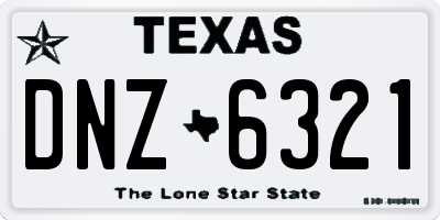 TX license plate DNZ6321